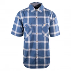Mens Carhartt Men's Blue Grey Plaid Lightweight S/S Woven Shirt (S10)