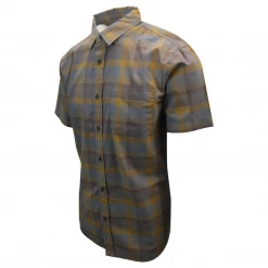 Spotted Clothing PrAna Men's Brown Grey Gold Box Plaid Benton S/S Woven Shirt S06