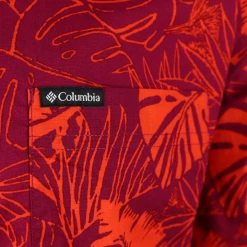Columbia Men's Magenta Orange Palm Leaves Rapid Rivers S/S Woven Shirt (662)