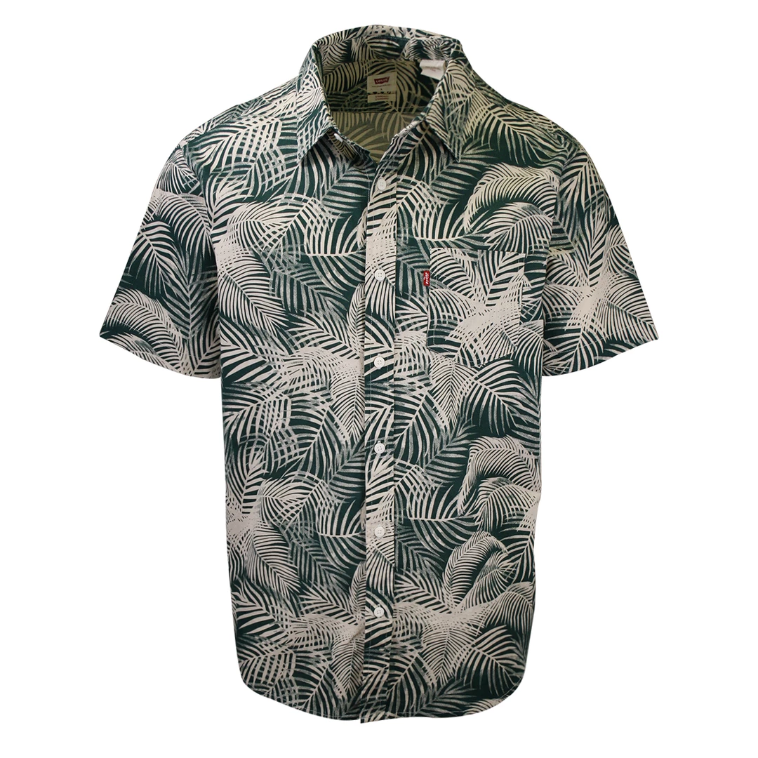 Levi's Men's Green Beige Palm Leaves S/S Woven Shirt 3 Levi's Men's Green Beige Palm Leaves S/S Woven Shirt