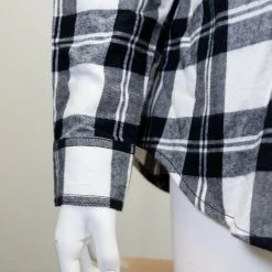 Harley-Davidson Women's White Black Plaid Hooded Flannel Shirt (S01)