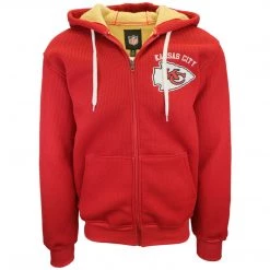 G-III Men's Red Yellow NFL Kansas City Chiefs Rib Knitted Full Zip Hoodie Mens