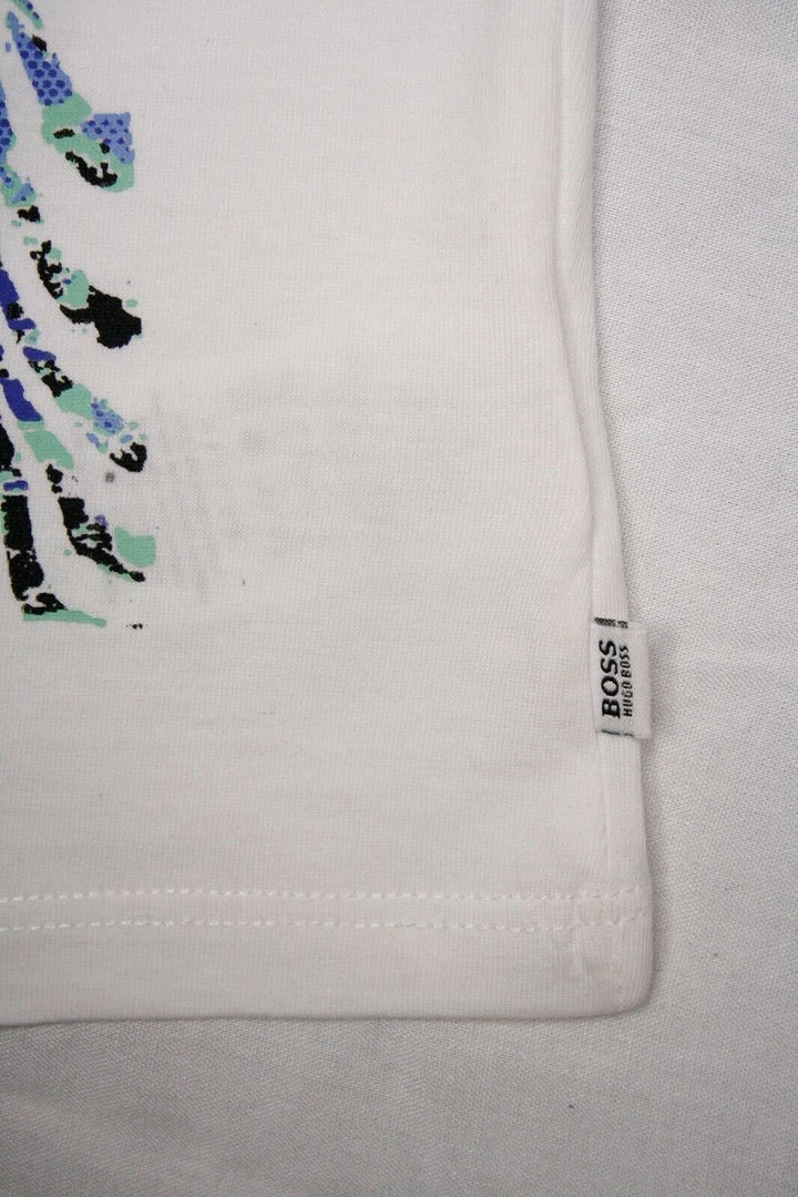 Hugo Boss Kid's White Abstract Palm Waves S/S T-Shirt (S04) T-Shirts 7 Hugo Boss Kid's White Abstract Palm Waves S/S T-Shirt (S04) T-Shirts