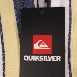 Quiksilver Men's Navy Yellow White Vertical Striped L/S Woven Shirt (S17) Quik Silver