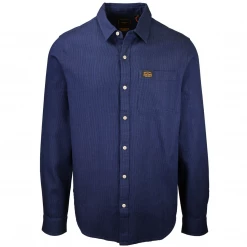 Superdry Men's Indigo Striped Traditional Workwear Plaid L/S Woven Shirt