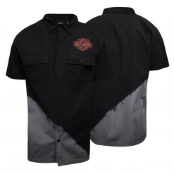 Harley-Davidson Men's Black Diagonal Paint S/S Woven Shirt (S09)
