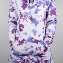 Pull Over Bench Women's White Magenta Purple Tie Dye Elongated Pullover Hoodie (4901)