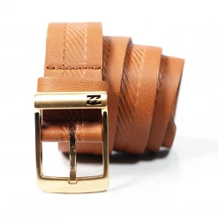 Billabong Men's Brown Cow Leather Yellow Buckle Belt (S08) New Arrivals