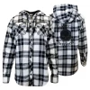 Harley-Davidson Women's White Black Plaid Hooded Flannel Shirt (S01)