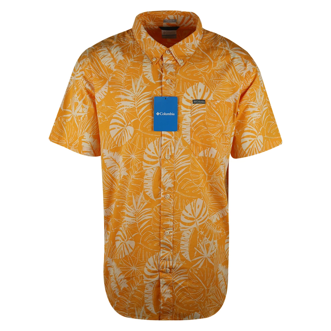 Columbia Men's Orange & White Palm Leaves Rapid Rivers S/S Woven Shirt (880) 3 Columbia Men's Orange & White Palm Leaves Rapid Rivers S/S Woven Shirt (880)