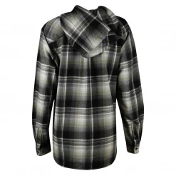 Flannels Carhartt Women's Black Ash Grey White Plaid Hooded L/S Woven Shirt