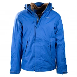 Quechua Men's Monaco Blue 3 In 1 Fleece Lined Canvas Full Zip Jacket