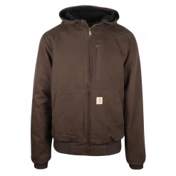 Carhartt Men's Dark Brown Full Swing Loose Fit Duck Fleece-Lined Jacket (S08) Mens