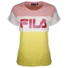 FILA Women's Pink & Yellow Three-Tone Glittered Logo S/S T-Shirt (S11) 1 FILA Women's Pink & Yellow Three-Tone Glittered Logo S/S T-Shirt (S11)