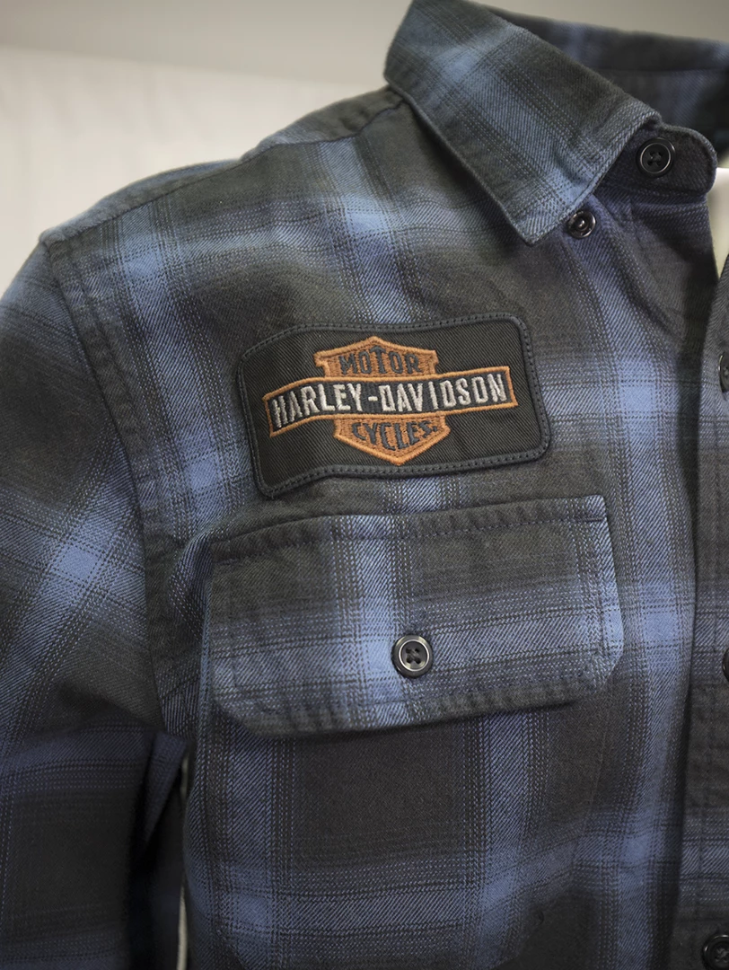 Harley-Davidson Men's Slim Fit Classic Blue Plaid L/S Woven Shirt (S12) 6 Harley-Davidson Men's Slim Fit Classic Blue Plaid L/S Woven Shirt (S12)