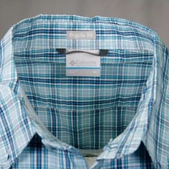 Columbia Men's Light Blue Rapid Rivers II Plaid S/S Shirt (463) Size XL