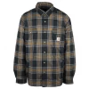 Carhartt Men's Black, Gray, Yellow Plaid Snap Front Sherpa-Lined L/S Jacket