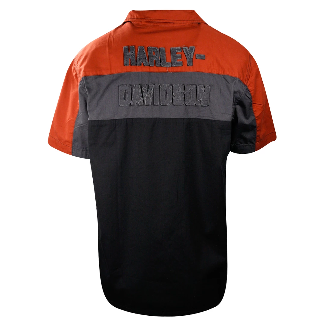 Harley-Davidson Men's Three Tone Red Grey Black S/S Woven Shirt (S28) 6 Harley-Davidson Men's Three Tone Red Grey Black S/S Woven Shirt (S28)