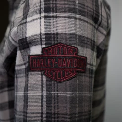 Harley-Davidson Men's Grey White Plaid L/S Woven Shirt (S03)