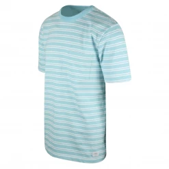 Vans Men's Cyan Blue White Striped Just Smile S/S T-Shirt (S02)