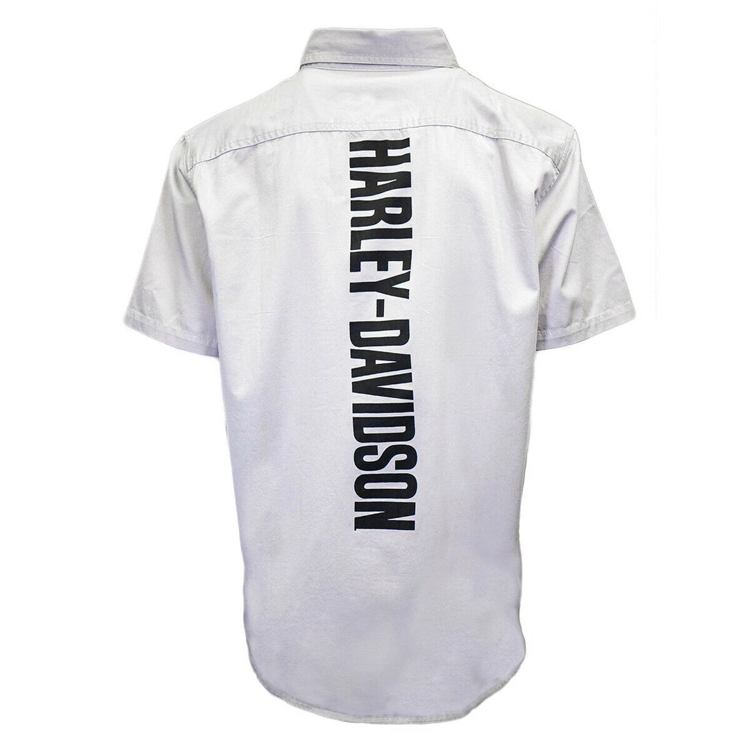 Harley-Davidson Men's Solid Light Grey S/S Woven Shirt (S03) 6 Harley-Davidson Men's Solid Light Grey S/S Woven Shirt (S03)