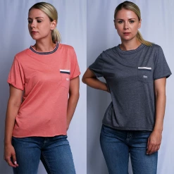 Roxy Women's Ribbed Collar Two Tone Pocket S/S T-Shirt (S10)