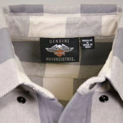 Harley-Davidson Men's No. 1 Grey Cream Plaid L/S Woven Shirt (S40) 17 Harley-Davidson Men's No. 1 Grey Cream Plaid L/S Woven Shirt (S40)