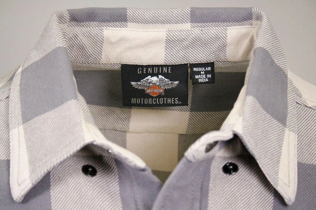 Harley-Davidson Men's No. 1 Grey Cream Plaid L/S Woven Shirt (S40) 10 Harley-Davidson Men's No. 1 Grey Cream Plaid L/S Woven Shirt (S40)