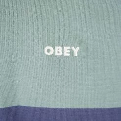 OBEY Men's Dark Pastel Striped Zip L/S Polo Shirt (S15)