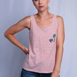 Roxy Women's Palm Trees & Surf Boards Striped Sleeveless Tank Top (S07) Tanks 42 Roxy Women's Palm Trees & Surf Boards Striped Sleeveless Tank Top (S07) Tanks