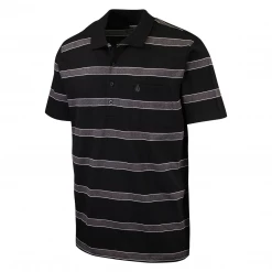 Volcom Men's Black Grey Striped S/S Polo Shirt (S40)
