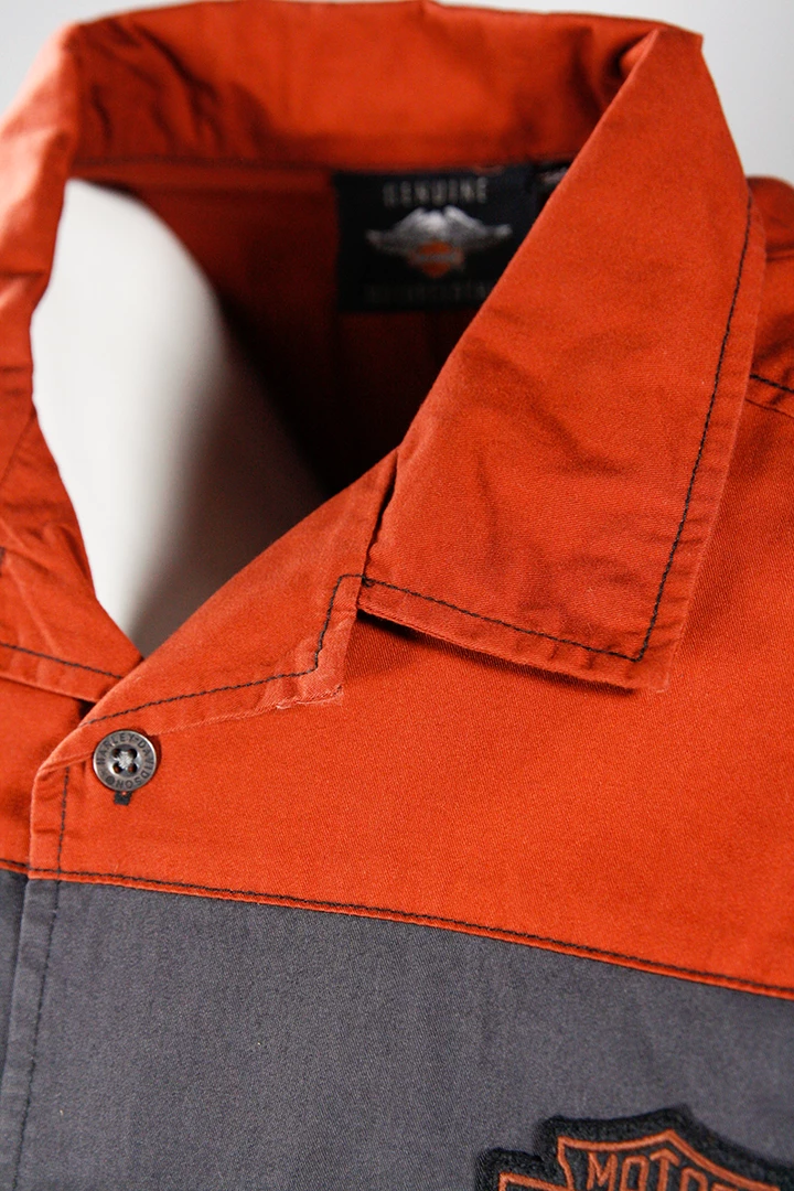 Harley-Davidson Men's Three Tone Red Grey Black S/S Woven Shirt (S28) 8 Harley-Davidson Men's Three Tone Red Grey Black S/S Woven Shirt (S28)