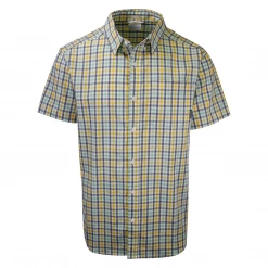 Columbia Men's Yellow Blue Green Rapid Rivers II Plaid S/S Shirt (798) Medium