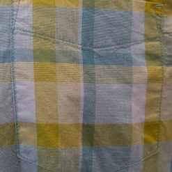 PrAna Men's Mustard Yellow Turquoise Plaid S/S Woven Shirt (S24)