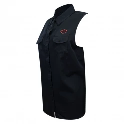 Harley-Davidson Women's Black Red Rose Sleeveless Vest Shirt (S03)