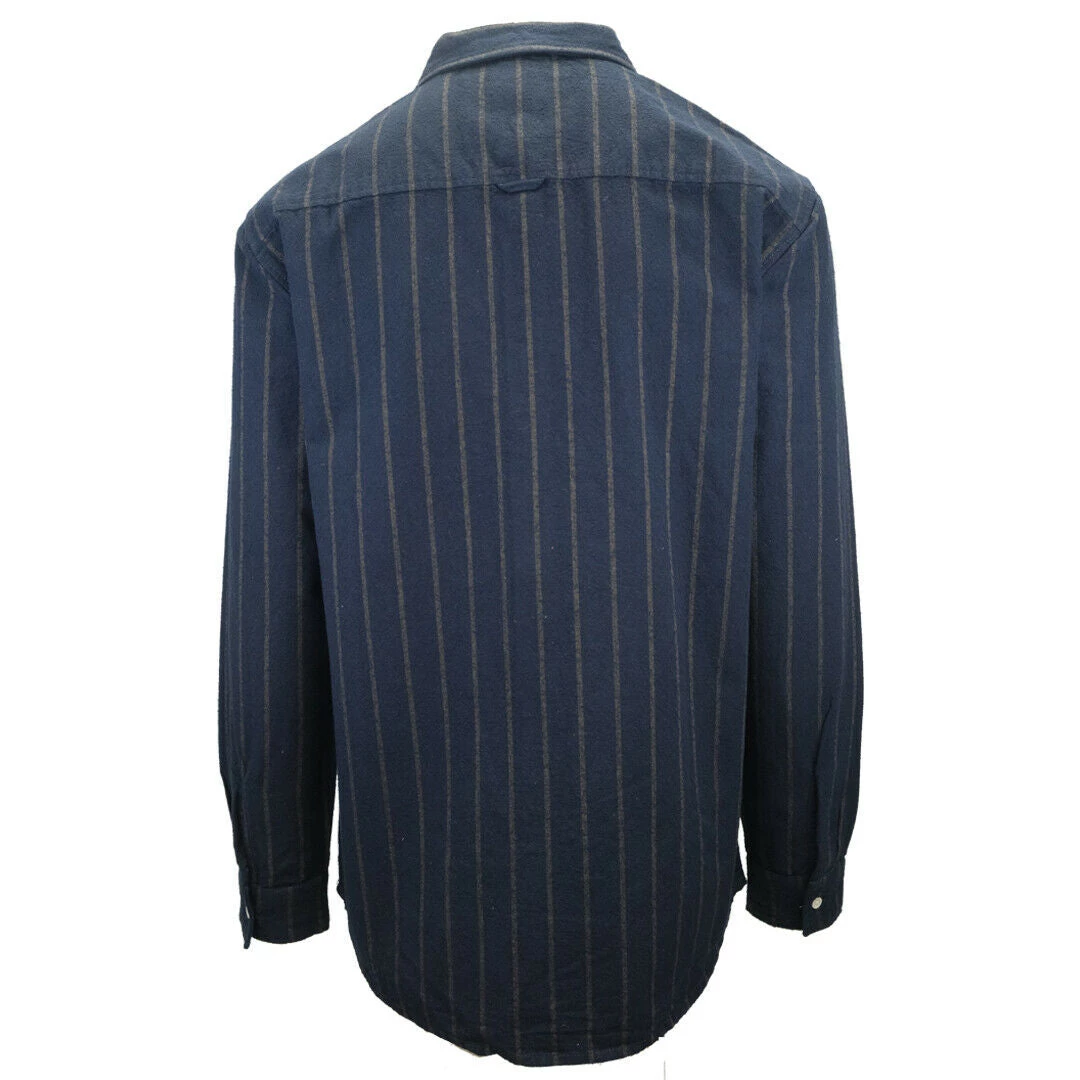 Quik Silver Quiksilver Boy's Navy Brown Striped L/S Flannel Shirt (S09) 5 Quik Silver Quiksilver Boy's Navy Brown Striped L/S Flannel Shirt (S09)