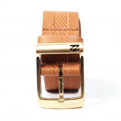 Billabong Men's Brown Cow Leather Yellow Buckle Belt (S08) New Arrivals