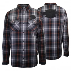 Harley-Davidson Men's Charcoal Red Plaid L/S Woven Shirt (S08)