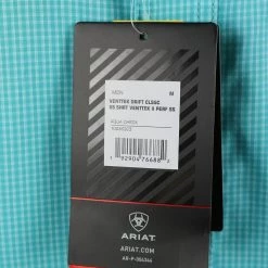 Ariat Men's Teal Small Box Plaid Ariattek Heat Series S/S Woven Shirt (240) Mens 14 Ariat Men's Teal Small Box Plaid Ariattek Heat Series S/S Woven Shirt (240) Mens