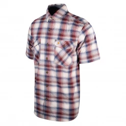 Carhartt Men's Maroon Off White Blue Relaxed Fit S/S Woven Shirt (S14) New Arrivals