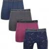 Mens Lucky Brand Men's Magenta, Blue, Grey & Star Pattern 4 Pack Boxer Briefs (S03)