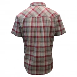 Spotted Clothing PrAna Men's Raspberry Red Cream Grey Box Plaid Benton S/S Woven Shirt S07