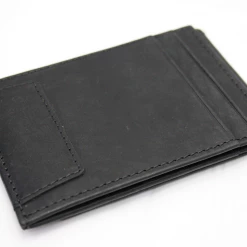 Mens Premium Leather Men's Black Magnetic Card Holder (S15)