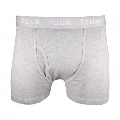 Mens FCUK Men's 3 Pack Grey, Navy Blue, Dark Grey Boxer Briefs (S12)
