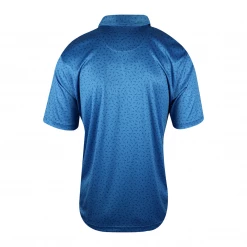 Greg Norman Men's Aqua Blue Mini Shark Pattern 3 Button S/S Polo Shirt (S01)