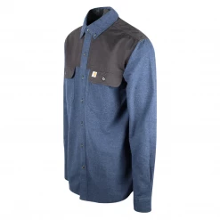 New Arrivals Carhartt Men's Heather Blue Black Two Tone Relaxed Fit L/S Flannel Shirt (S21)