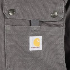 Mens Carhartt Men's Cool-Tone Gravel Washed Duck Sherpa-Lined Utitlity Jacket (S06 V)