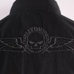 New Arrivals Harley-Davidson Men's Black Embroidered Skull L/S Woven Shirt (S21)