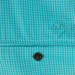 Ariat Men's Teal Small Box Plaid Ariattek Heat Series S/S Woven Shirt (240) Mens 12 Ariat Men's Teal Small Box Plaid Ariattek Heat Series S/S Woven Shirt (240) Mens