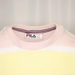 FILA Men's Multicolor Pastel Pink Blue Yellow Striped S/S T-Shirt (164)